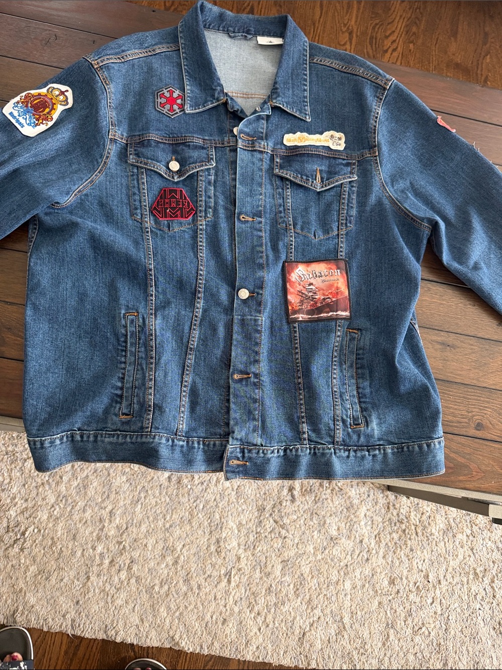 Vintage Walt Disney Mickey Mouse Patchwork Denim Jacket Unisex 2XL